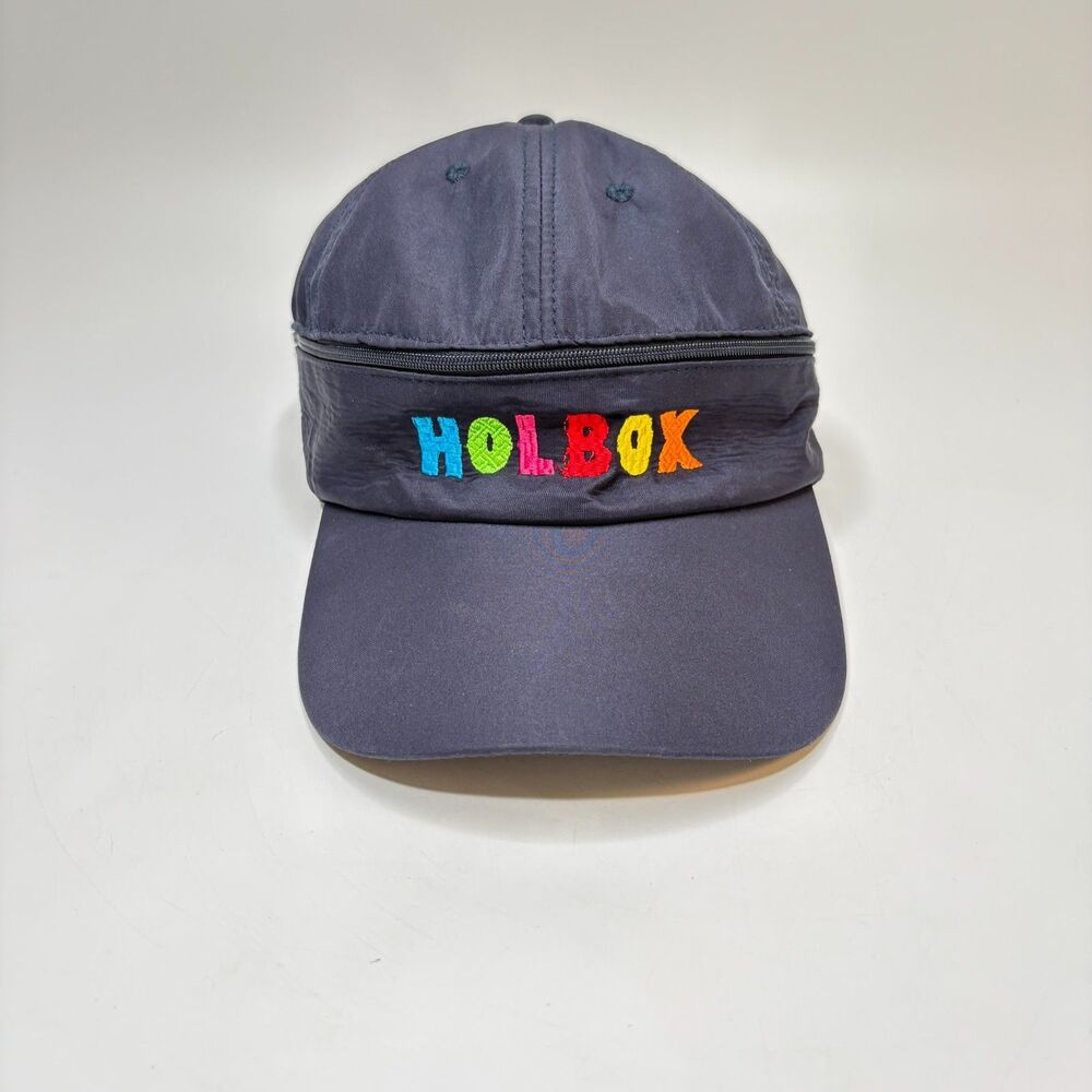 HOLBOX Convertible Dad Hat/Visor Navy Blue Multicolor Embroidered Logo
